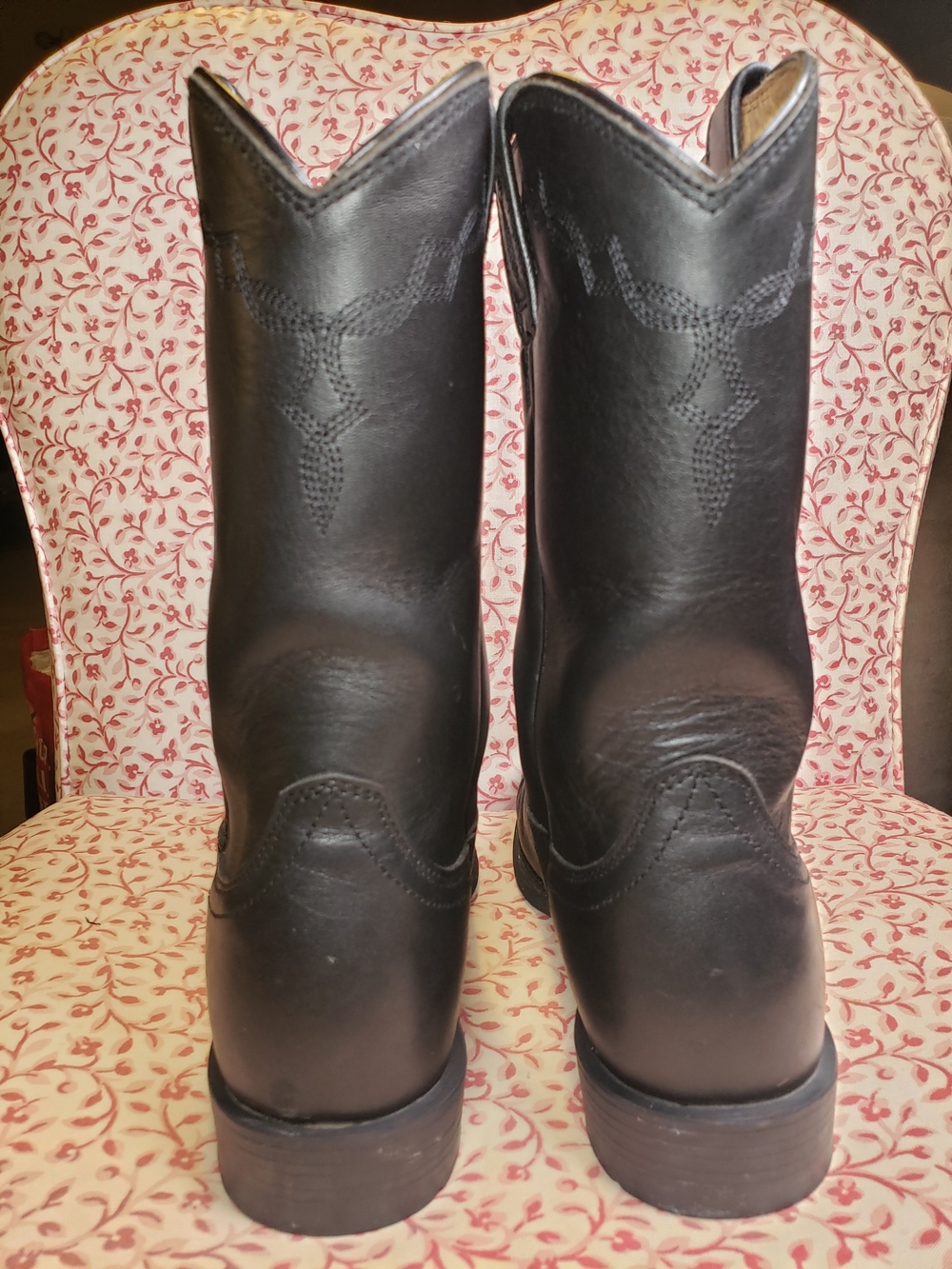 Ariat Black Heritage Roper Leather Western Cowboy Boots - Picture 9 of 10
